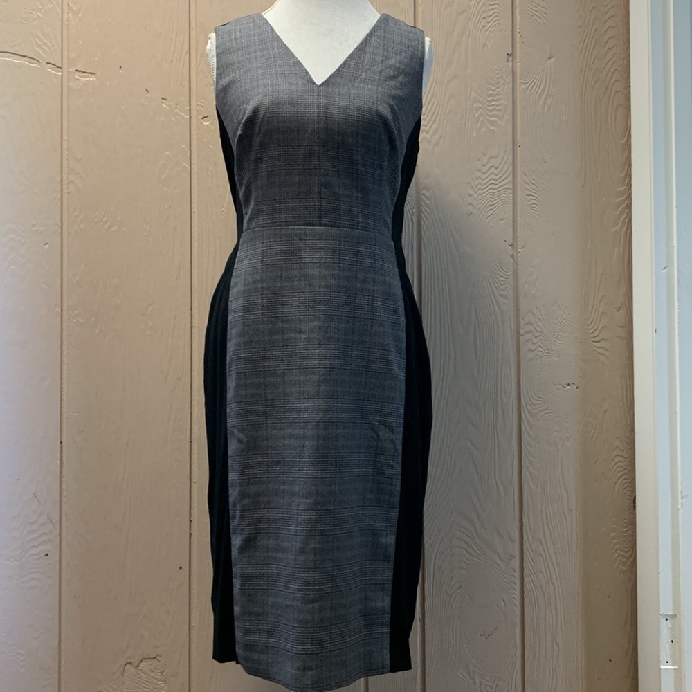 White House Black Market Gray and Black Sheath Dress